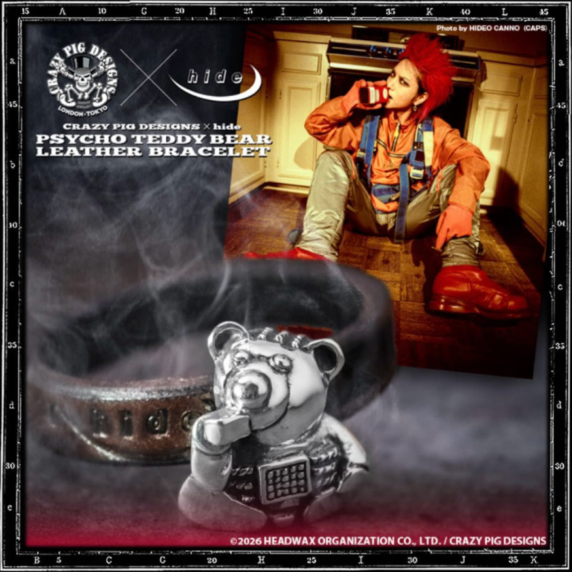 【CRAZY PIG DESIGNS クレイジーピッグデザインズ】PSYCHO TEDDY BEAR LEATHER BRACELET