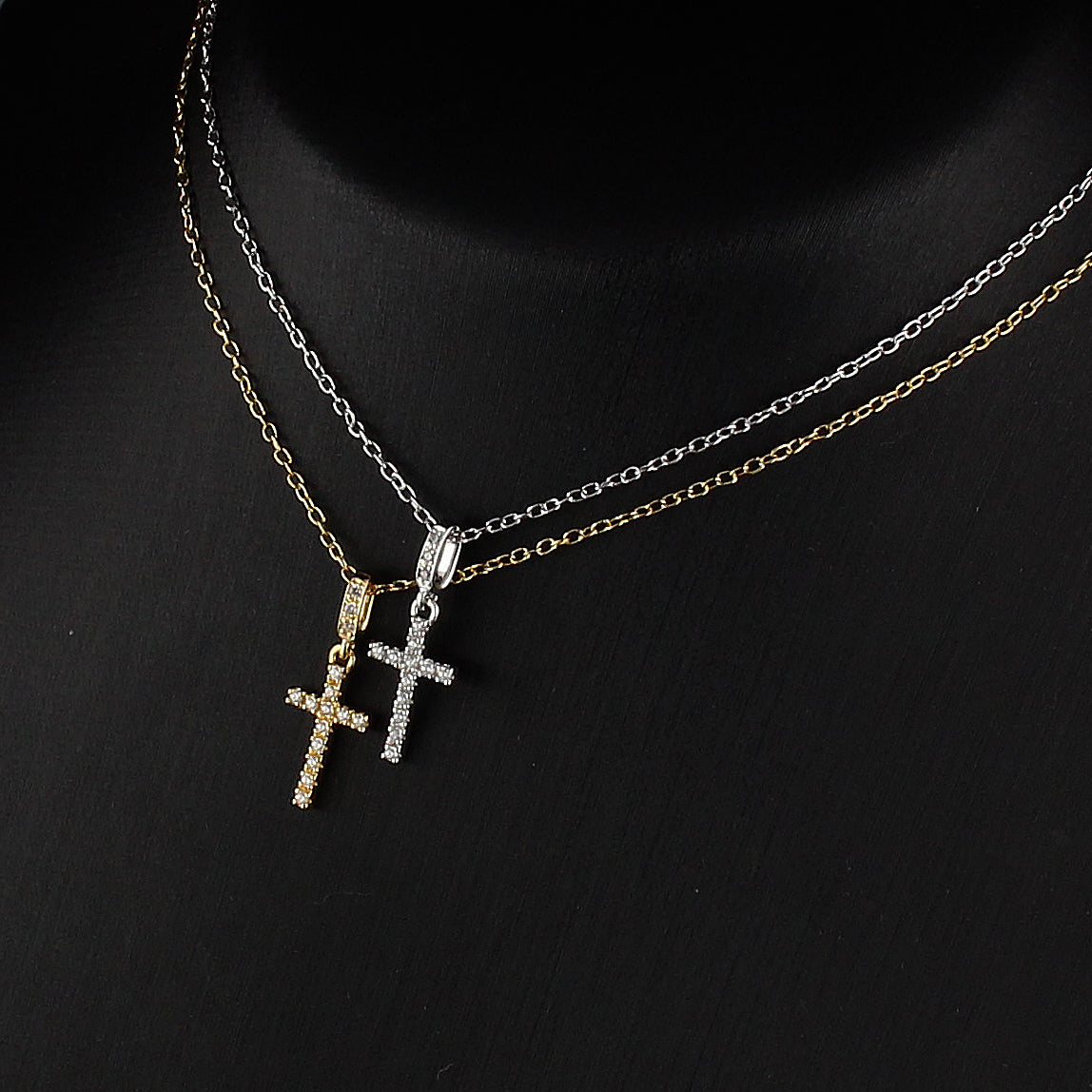 【King Limo キングリモ】KLT06CZ：MICRO CROSS NECKLACE-SV マイクロクロスネックレス