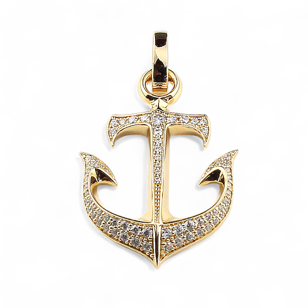 【King Limo キングリモ】KLP69GCZ：ANCHOR PENDANT-PAVE アンカーペンダント