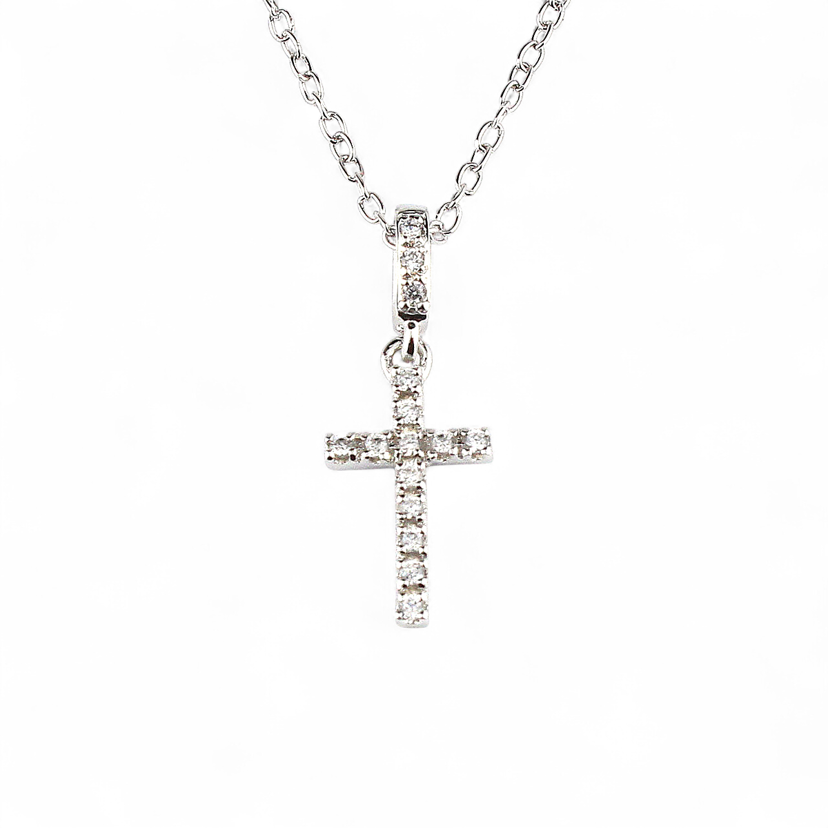 【King Limo キングリモ】KLT06CZ：MICRO CROSS NECKLACE-SV マイクロクロスネックレス