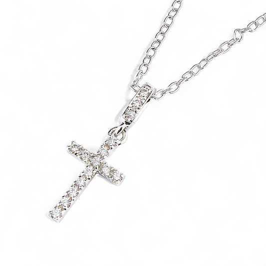 【King Limo キングリモ】KLT06CZ：MICRO CROSS NECKLACE-SV マイクロクロスネックレス