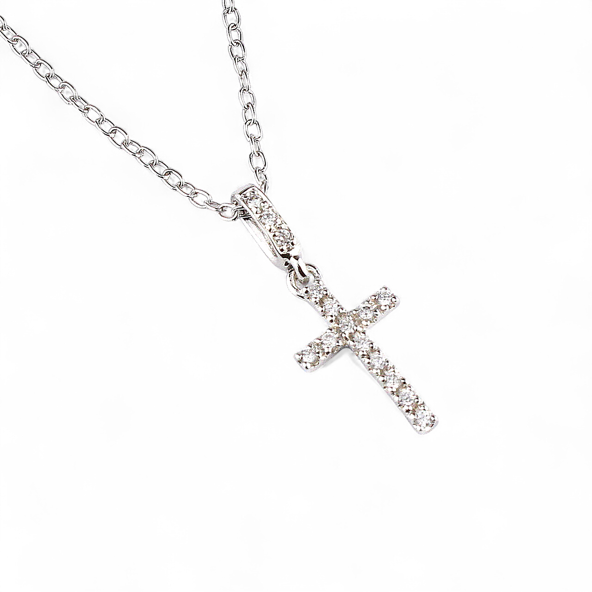【King Limo キングリモ】KLT06CZ：MICRO CROSS NECKLACE-SV マイクロクロスネックレス