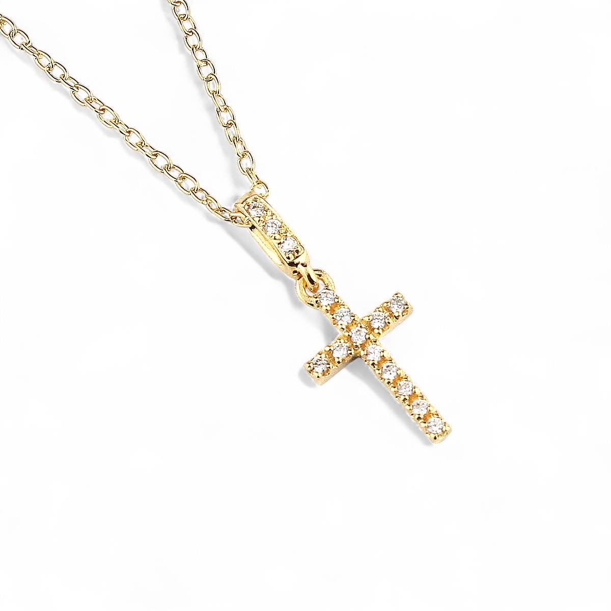 【King Limo キングリモ】KLT06GCZ：MICRO CROSS NECKLACE-GD マイクロクロスネックレス