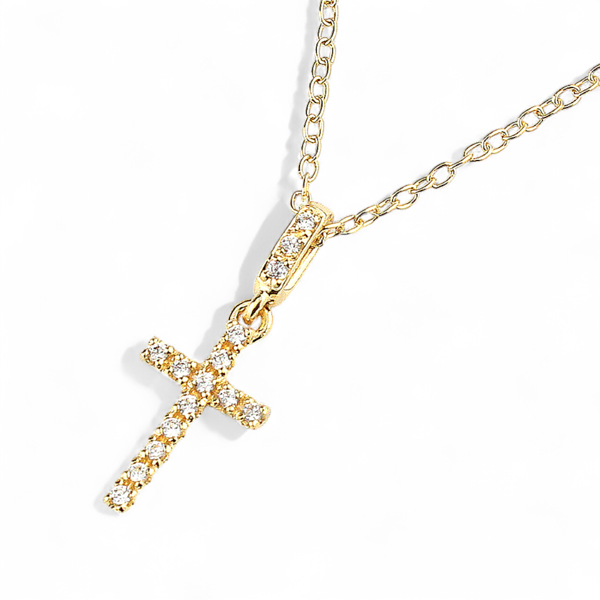 【King Limo キングリモ】KLT06GCZ：MICRO CROSS NECKLACE-GD マイクロクロスネックレス