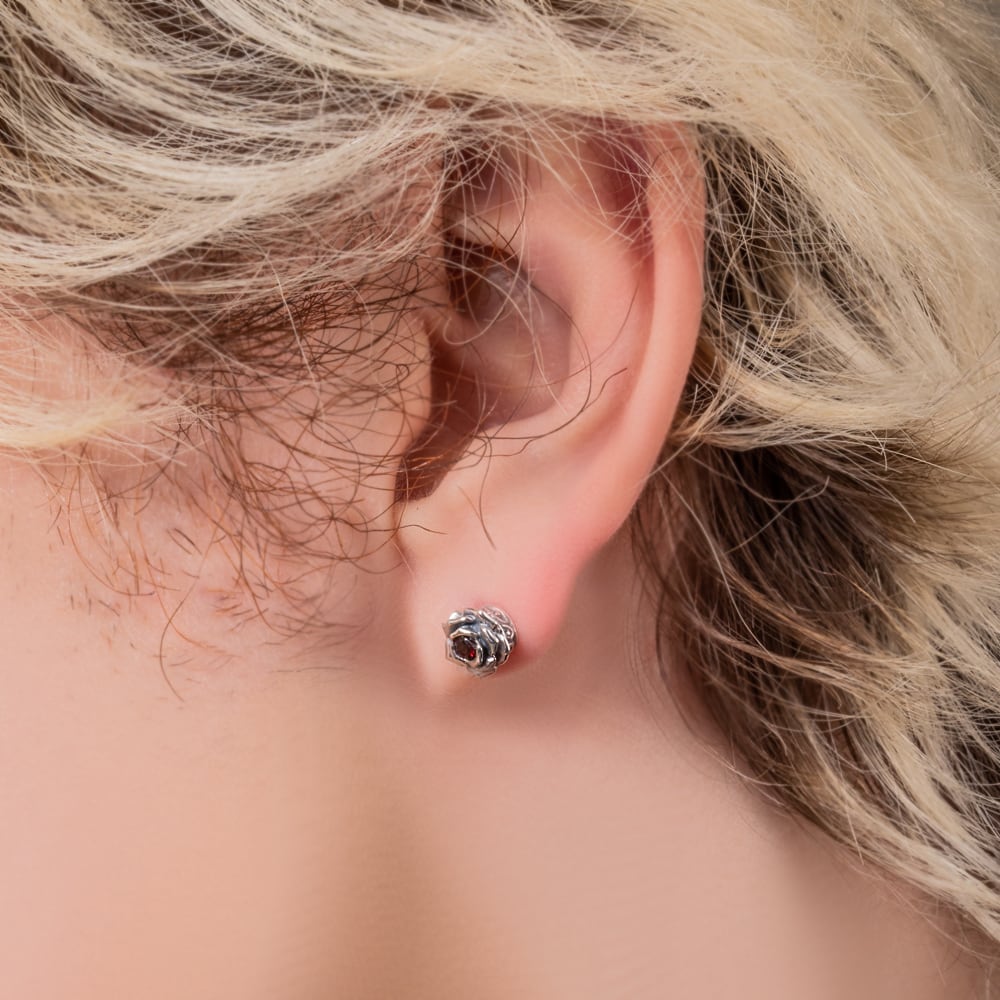 Artemis Kings AKE0078 Crimson Rose Stud Silver Earring (Single)