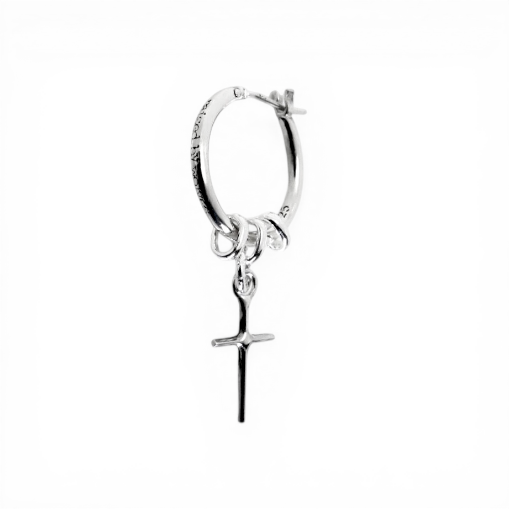 【GODSIZE ゴッドサイズ】THIN HOOP with OVAL & CROSS/1.8mm