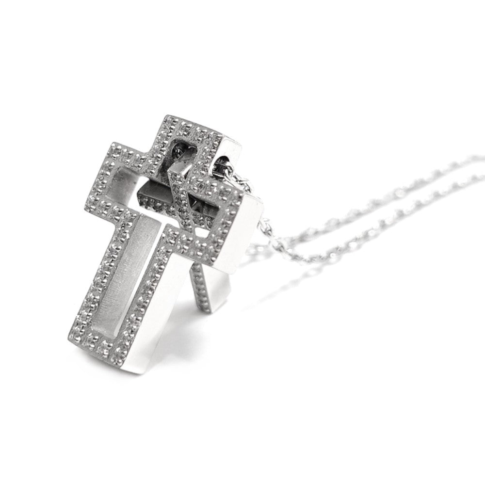 【Bastille】BHASN-003 Cross Pavé Necklace