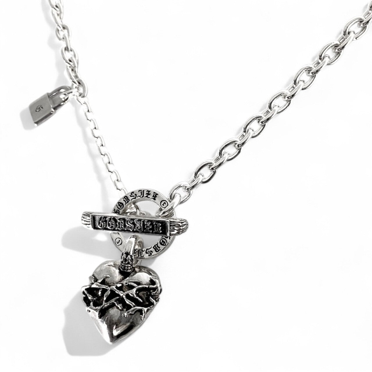 【GODSIZE ゴッドサイズ】 GS-CLCN-TB01 CHAIN NECKLACE T-BAR 【HEART】/ ハートネックレス Tバー