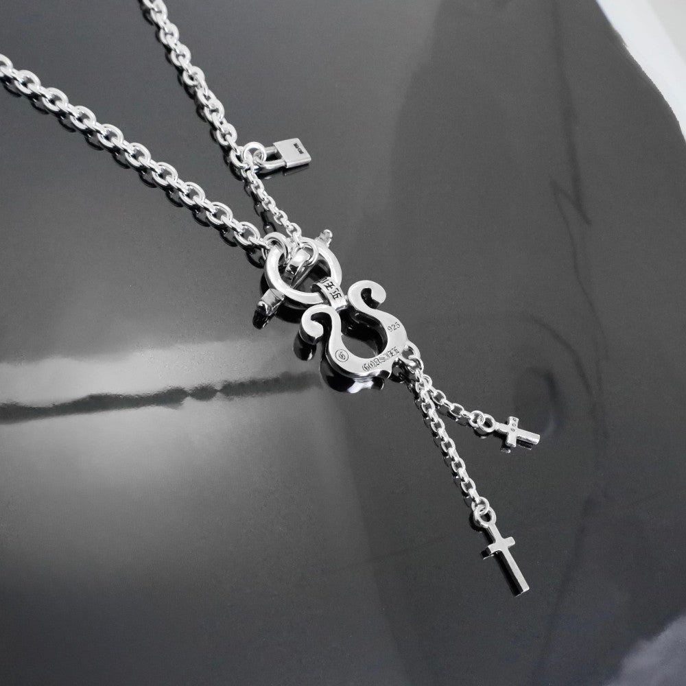 2026AW先行予約【GODSIZE ゴッドサイズ】GS-CLCN-TB10 RHYTHMIC HORSESHOE LARGE with CROSSES T-BAR NECKLACE