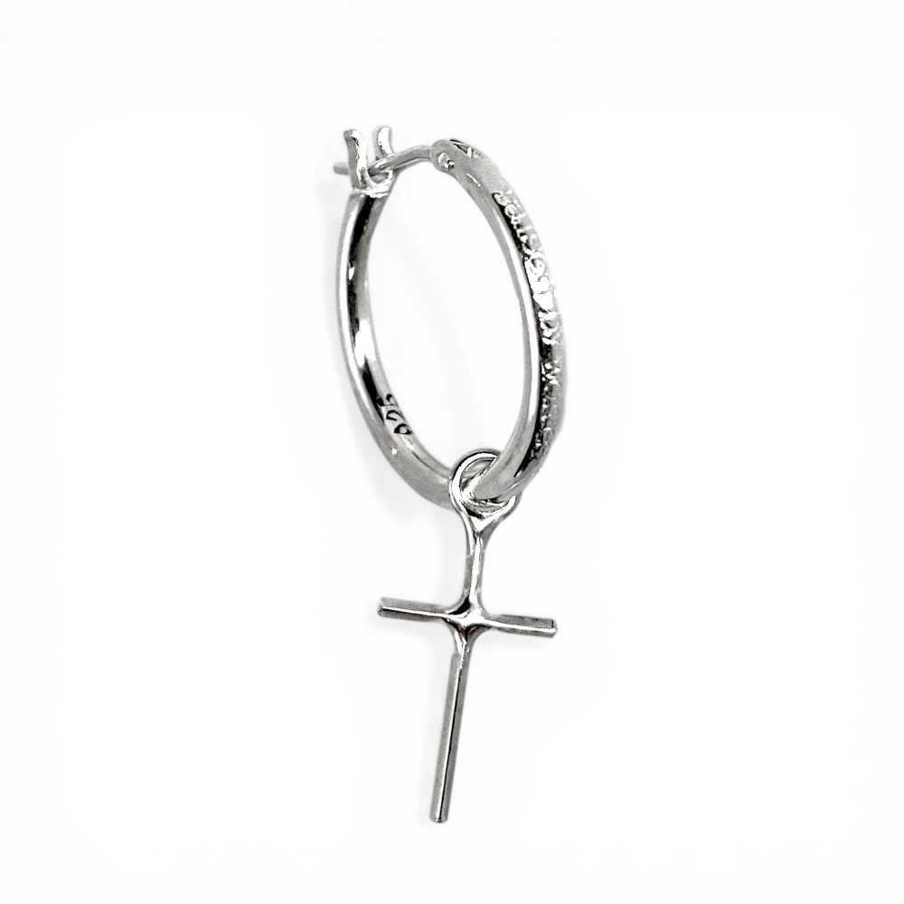 【GODSIZE ゴッドサイズ】THIN HOOP with CROSS/1.8mm