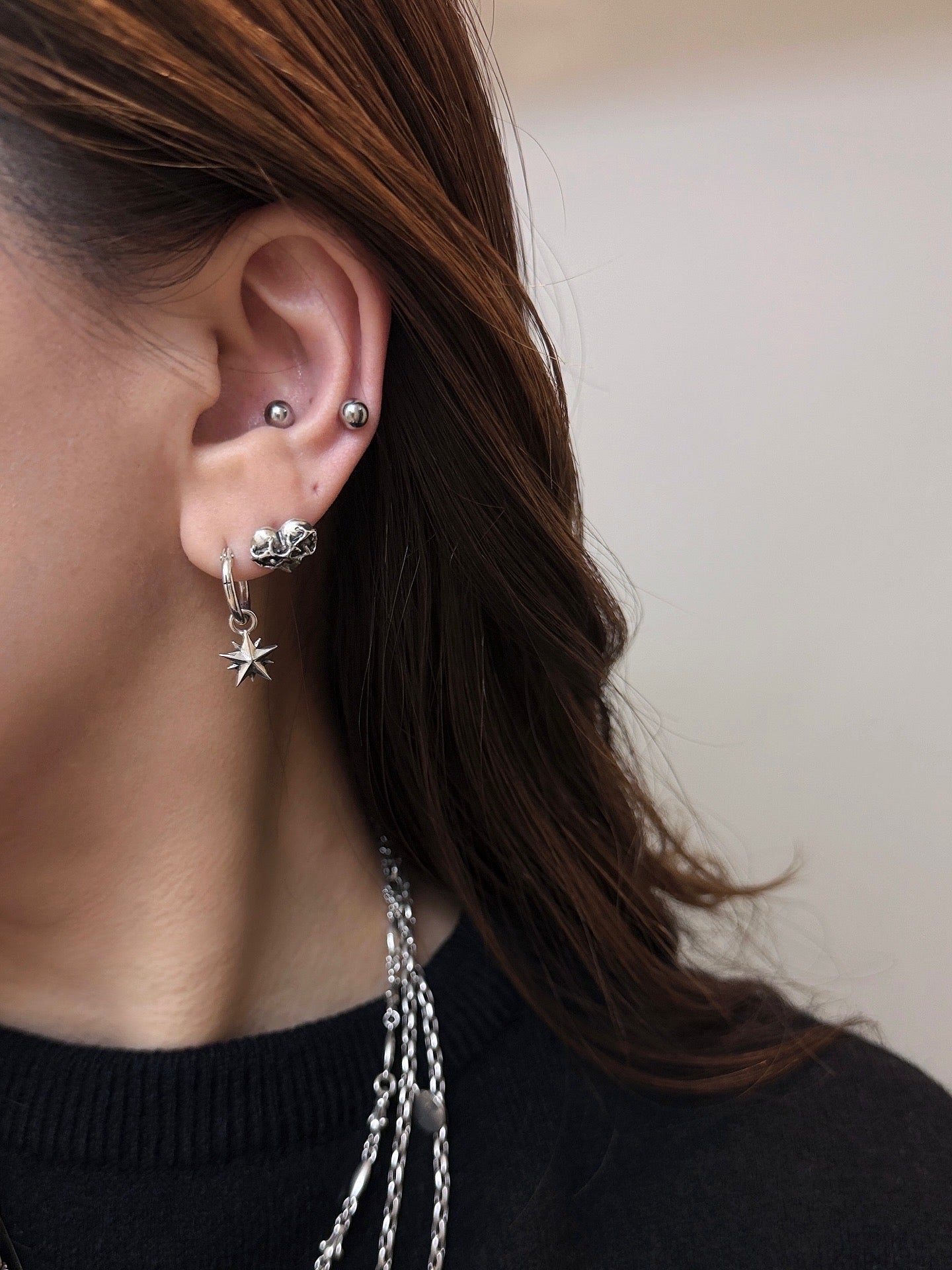 【GODSIZE ゴッドサイズ】 THIN HOOP with 10P STAR/1.8mm