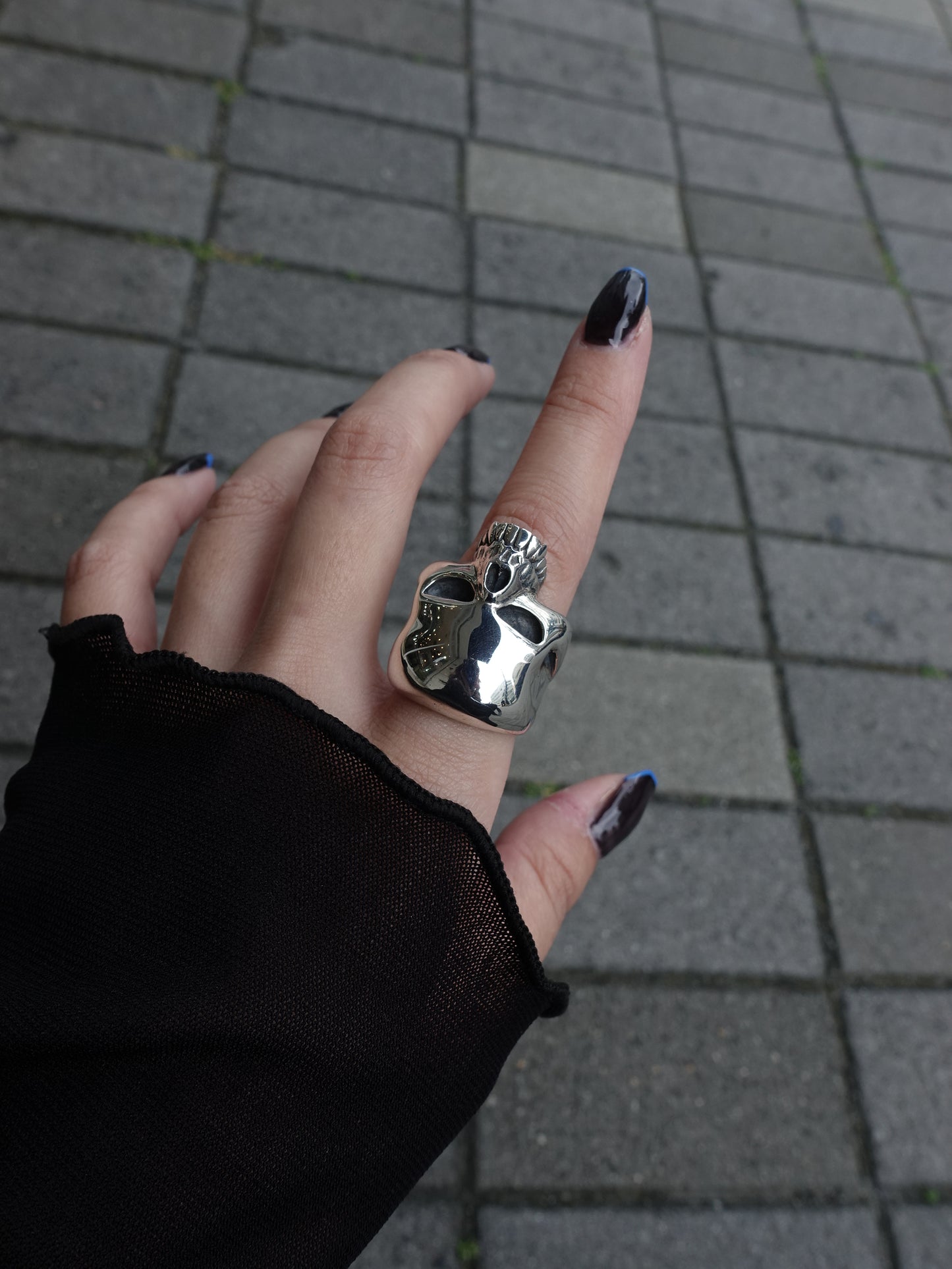 【CRAZY PIG DESIGNS クレイジーピッグデザインズ】NO.27 Large Evil Skull Ring ラージイーヴル(エビル) スカルリング