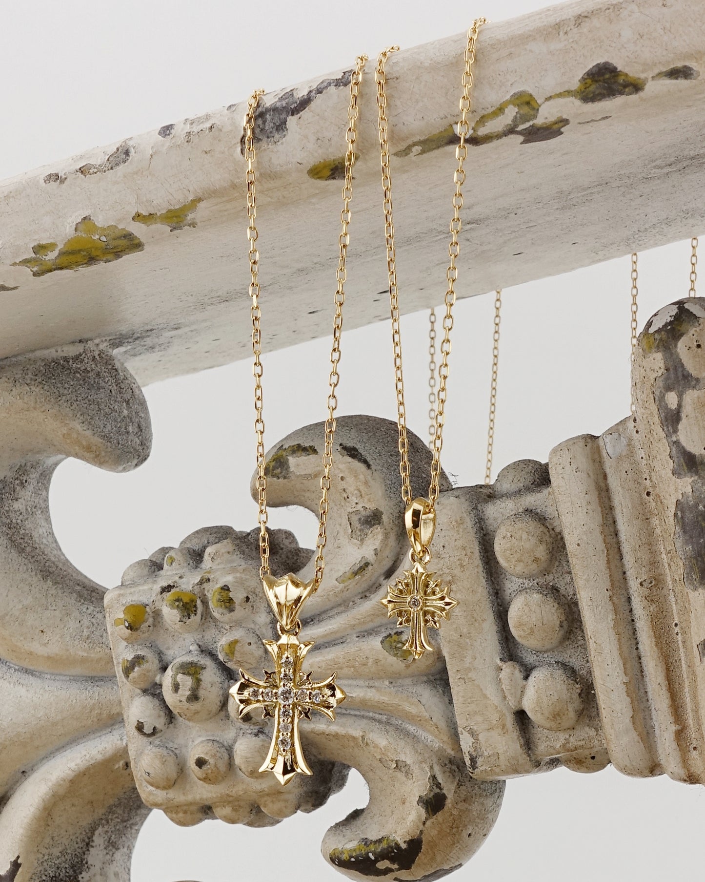 【Bastille バスティーユ】BHAP-058：petite louix croix K18YG w/Dia プチルイクルワ