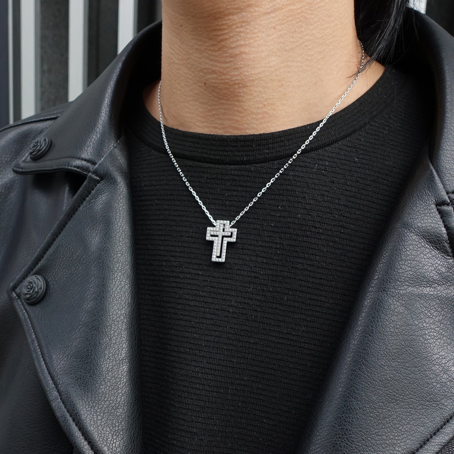 【Bastille】BHASN-003 Cross Pavé Necklace