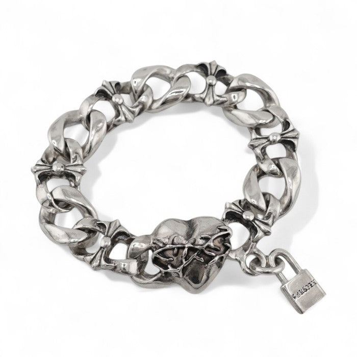 【GODSIZE ゴッドサイズ】GS-BCB-07 BUTTERFLY CHAIN BRACELET HEART CLASP w/PADLOCK バタフライチェーンブレスレット ハートクラスプ