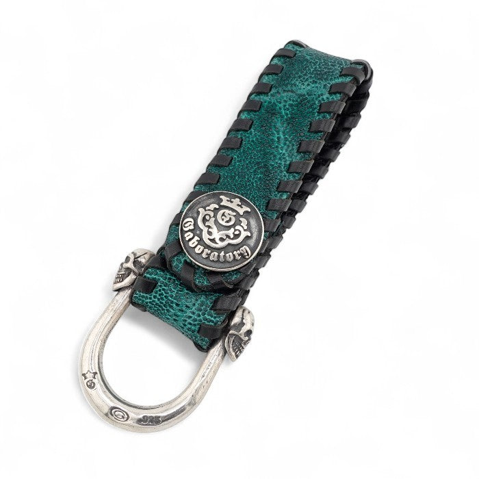 【Gaboratory ガボラトリー】Dark green elephant skin belt loop with miniature skull wide-D style ダークグリーンエレファントスキンベルトループ