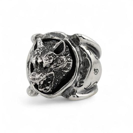 【GODSIZE ゴッドサイズ】GS-201R WOLF RING w/Diamond eyes ウルフリング