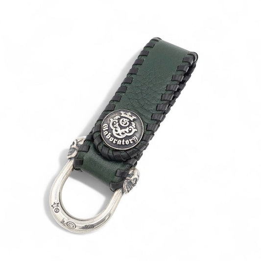 【Gaboratory ガボラトリー】Dark green Buffalo skin belt loop with miniature skull wide-D style ダークグリーンバッファロースキンベルトループ