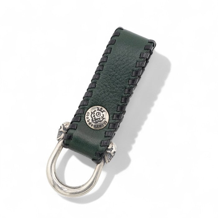 【Gaboratory ガボラトリー】Dark green Buffalo skin belt loop with miniature skull wide-D style ダークグリーンバッファロースキンベルトループ