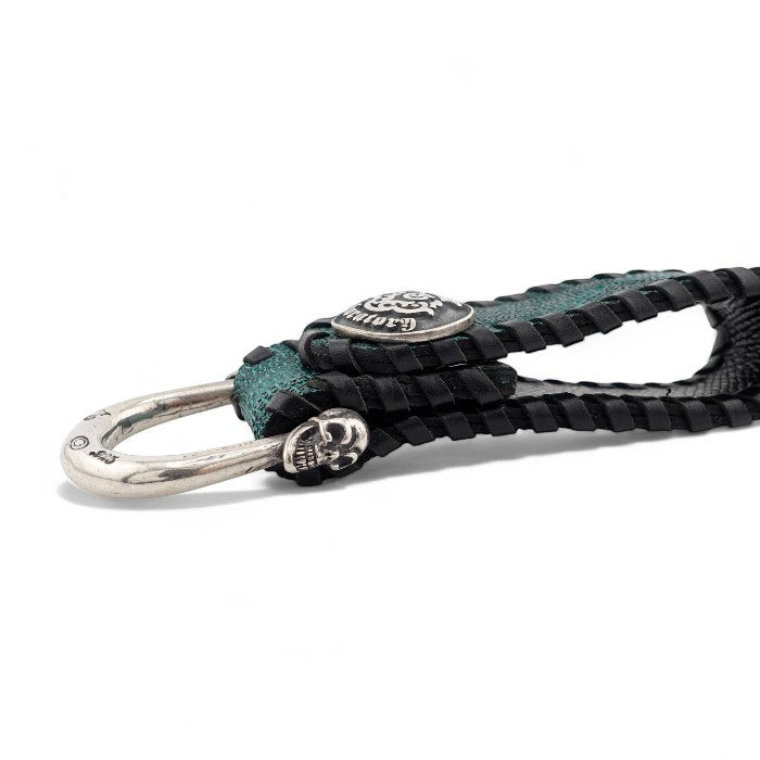 【Gaboratory ガボラトリー】Dark green elephant skin belt loop with miniature skull wide-D style ダークグリーンエレファントスキンベルトループ