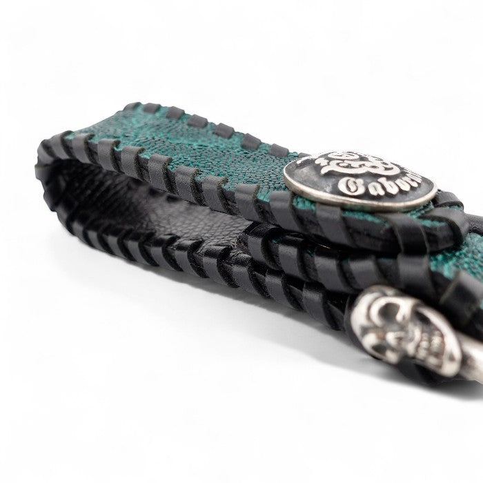 【Gaboratory ガボラトリー】Dark green elephant skin belt loop with miniature skull wide-D style ダークグリーンエレファントスキンベルトループ