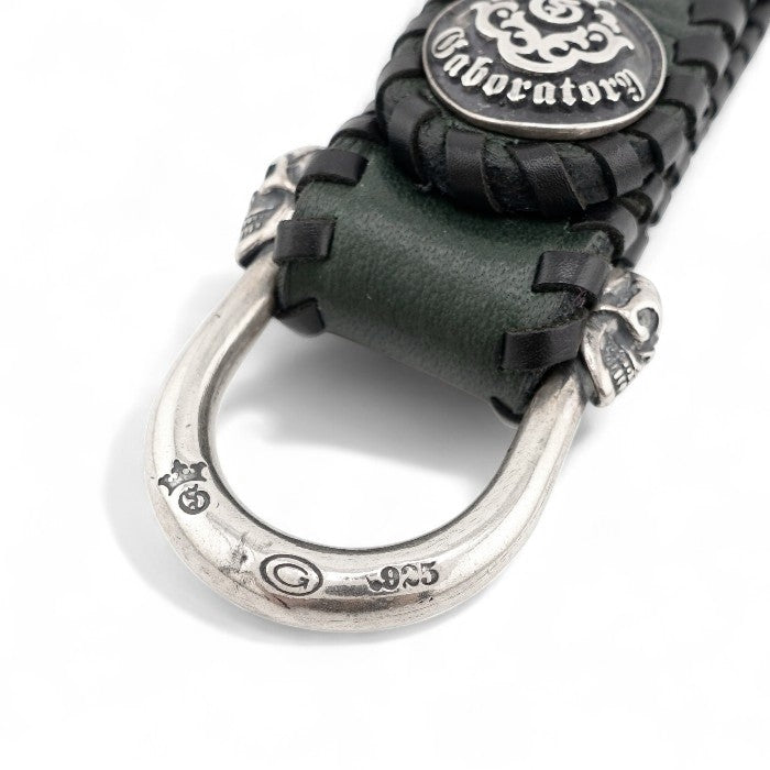 【Gaboratory ガボラトリー】Dark green Buffalo skin belt loop with miniature skull wide-D style ダークグリーンバッファロースキンベルトループ