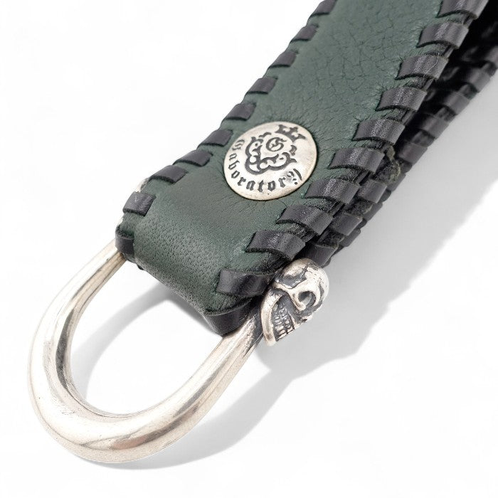 【Gaboratory ガボラトリー】Dark green Buffalo skin belt loop with miniature skull wide-D style ダークグリーンバッファロースキンベルトループ