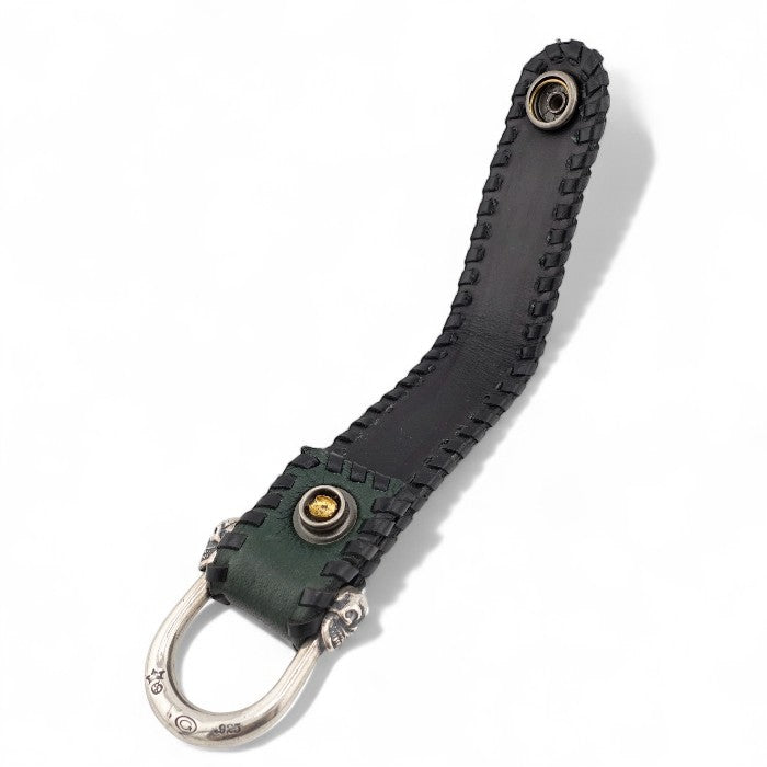 【Gaboratory ガボラトリー】Dark green Buffalo skin belt loop with miniature skull wide-D style ダークグリーンバッファロースキンベルトループ