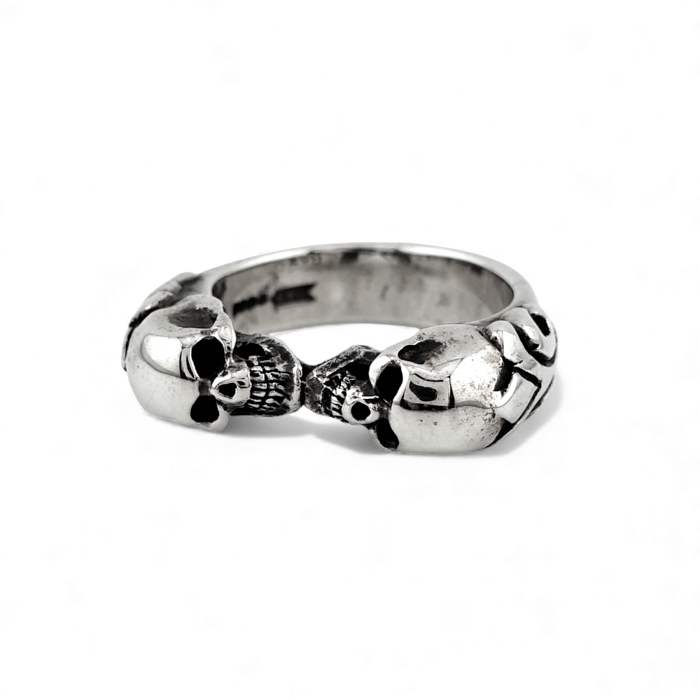 【CRAZY PIG DESIGNS クレイジーピッグデザインズ】NO.586 TWO SKULLS TUDOR RING