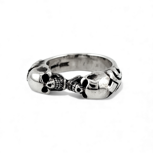 【CRAZY PIG DESIGNS クレイジーピッグデザインズ】NO.586 TWO SKULLS TUDOR RING