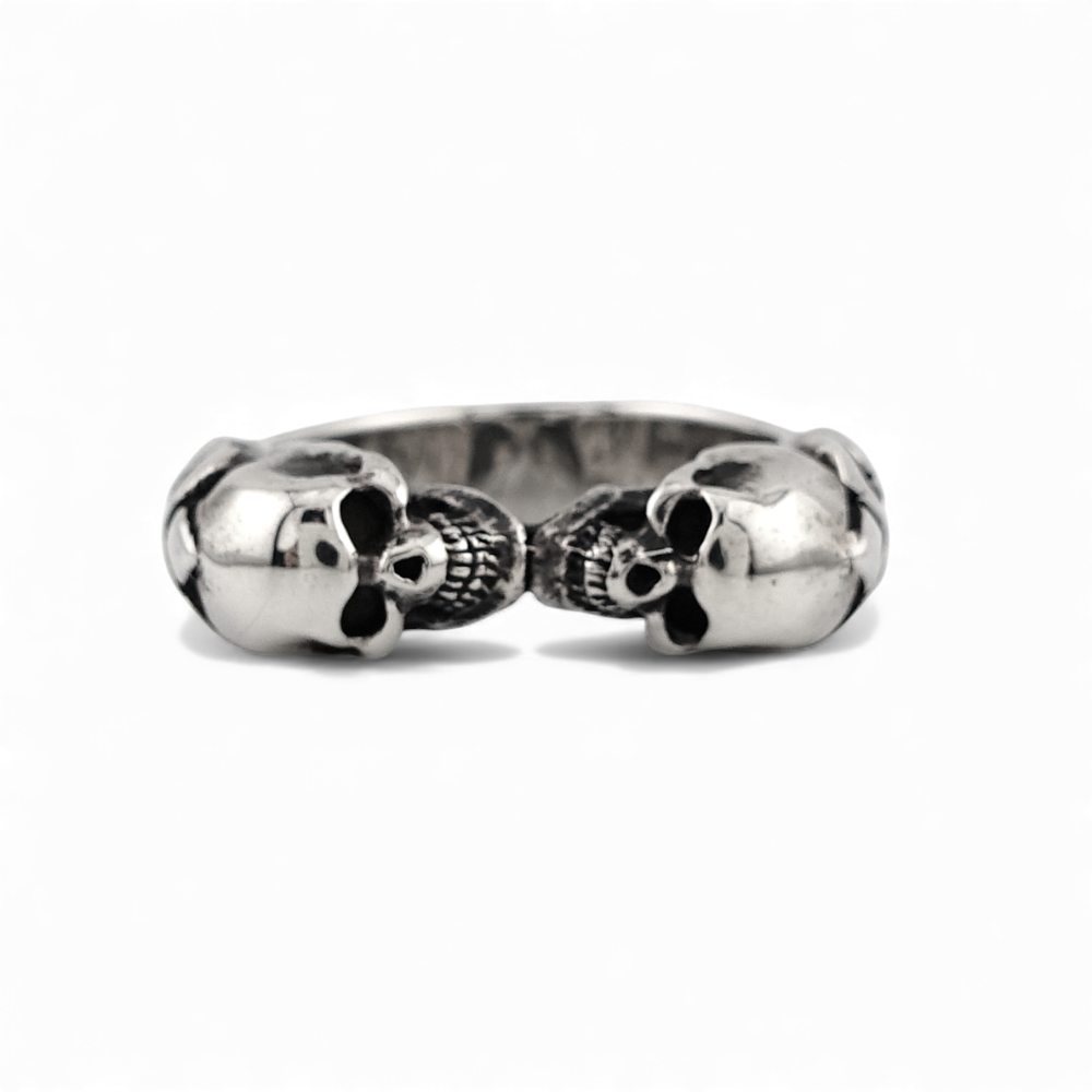 【CRAZY PIG DESIGNS クレイジーピッグデザインズ】NO.586 TWO SKULLS TUDOR RING