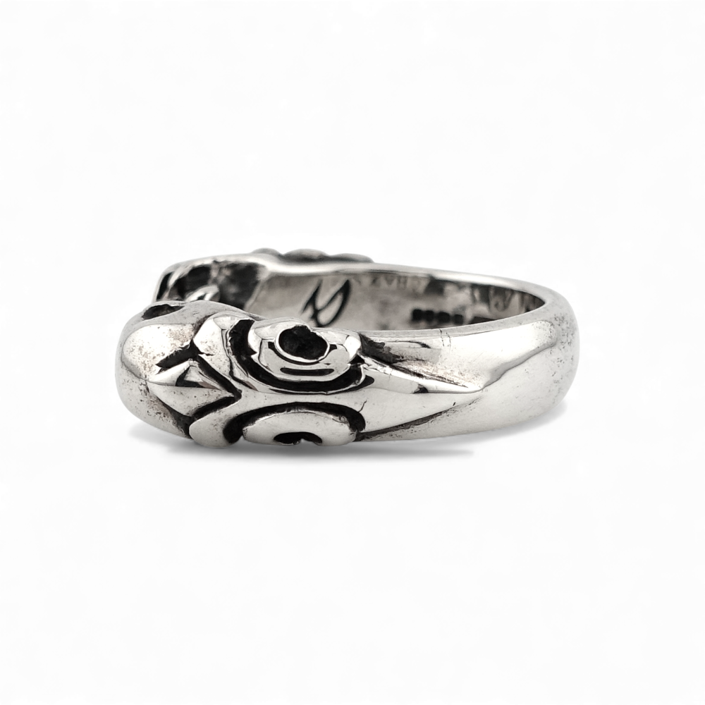 【CRAZY PIG DESIGNS クレイジーピッグデザインズ】NO.586 TWO SKULLS TUDOR RING