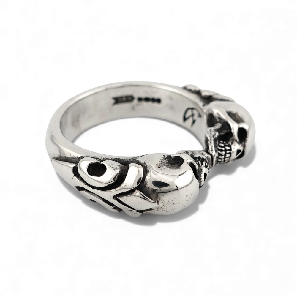 【CRAZY PIG DESIGNS クレイジーピッグデザインズ】NO.586 TWO SKULLS TUDOR RING
