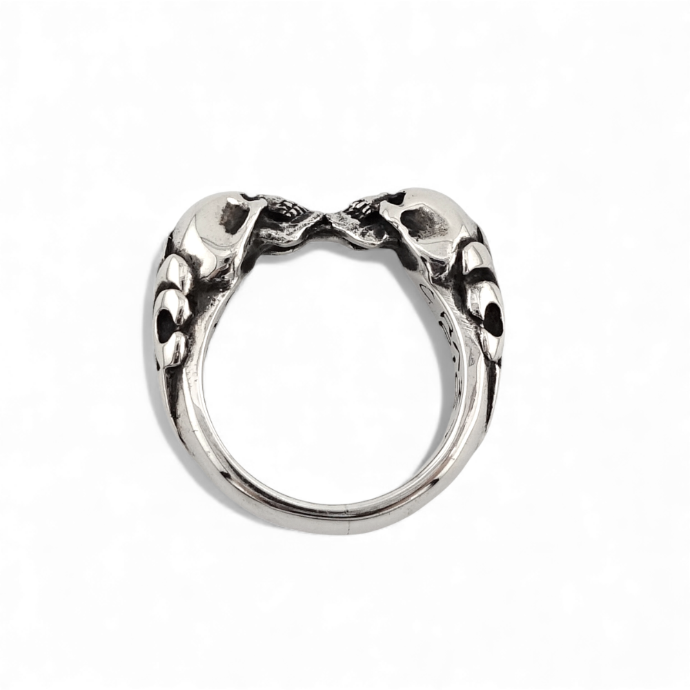 【CRAZY PIG DESIGNS クレイジーピッグデザインズ】NO.586 TWO SKULLS TUDOR RING