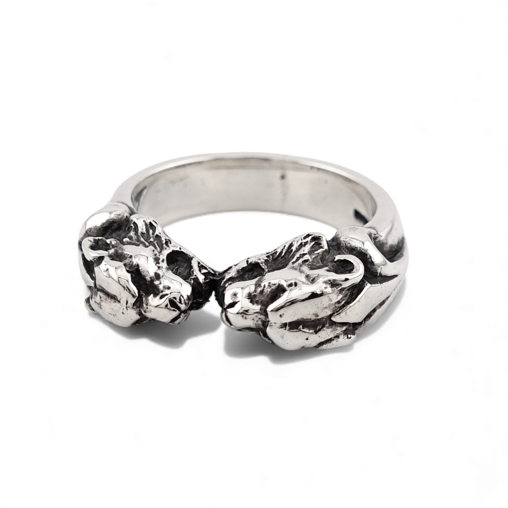 【CRAZY PIG DESIGNS クレイジーピッグデザインズ】NO.675 TWO TIGER HEADS RING