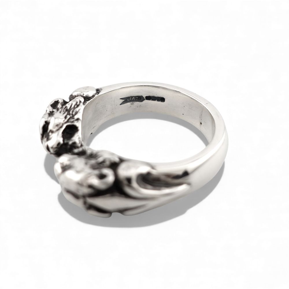 【CRAZY PIG DESIGNS クレイジーピッグデザインズ】NO.675 TWO TIGER HEADS RING