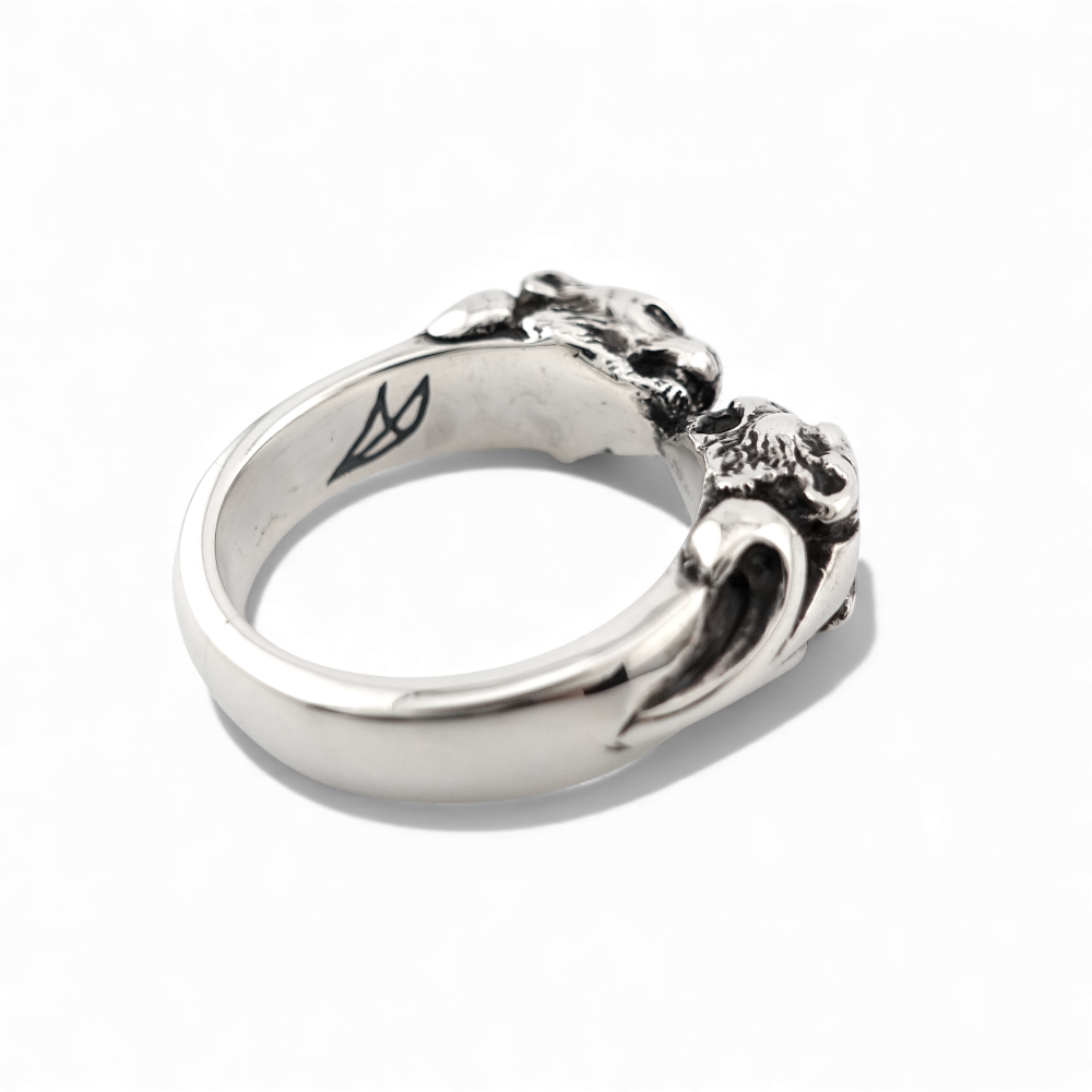 【CRAZY PIG DESIGNS クレイジーピッグデザインズ】NO.675 TWO TIGER HEADS RING