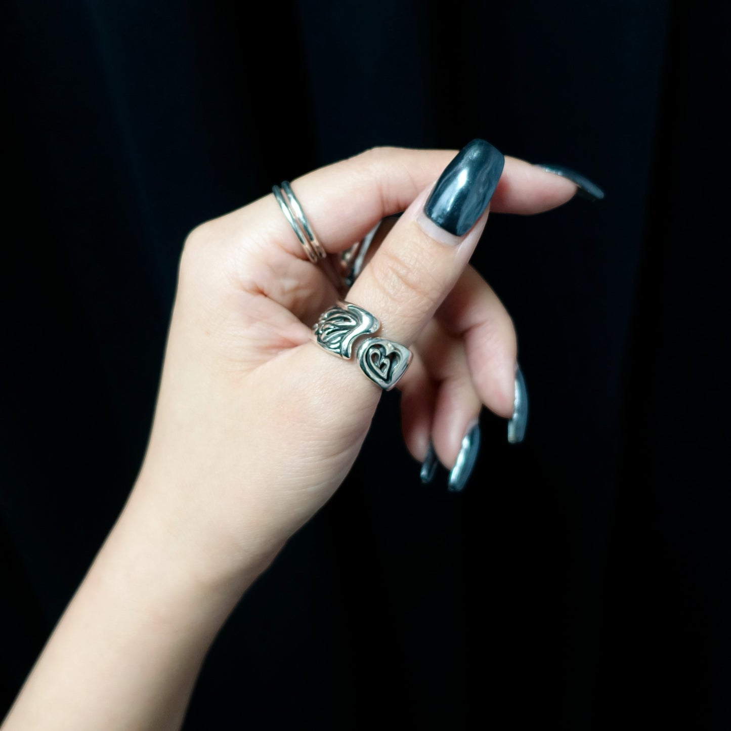 [GODSIZE] GS-205r 棕榈叶卷轴戒指