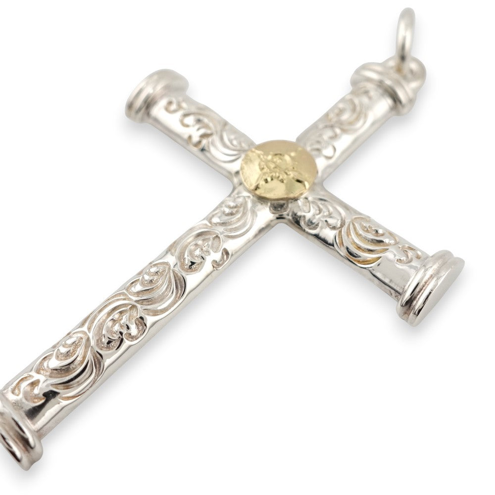 【FIRST ARROW’s ファーストアローズ】P-062 K18付 カラ草彫り甲丸クロス(L)