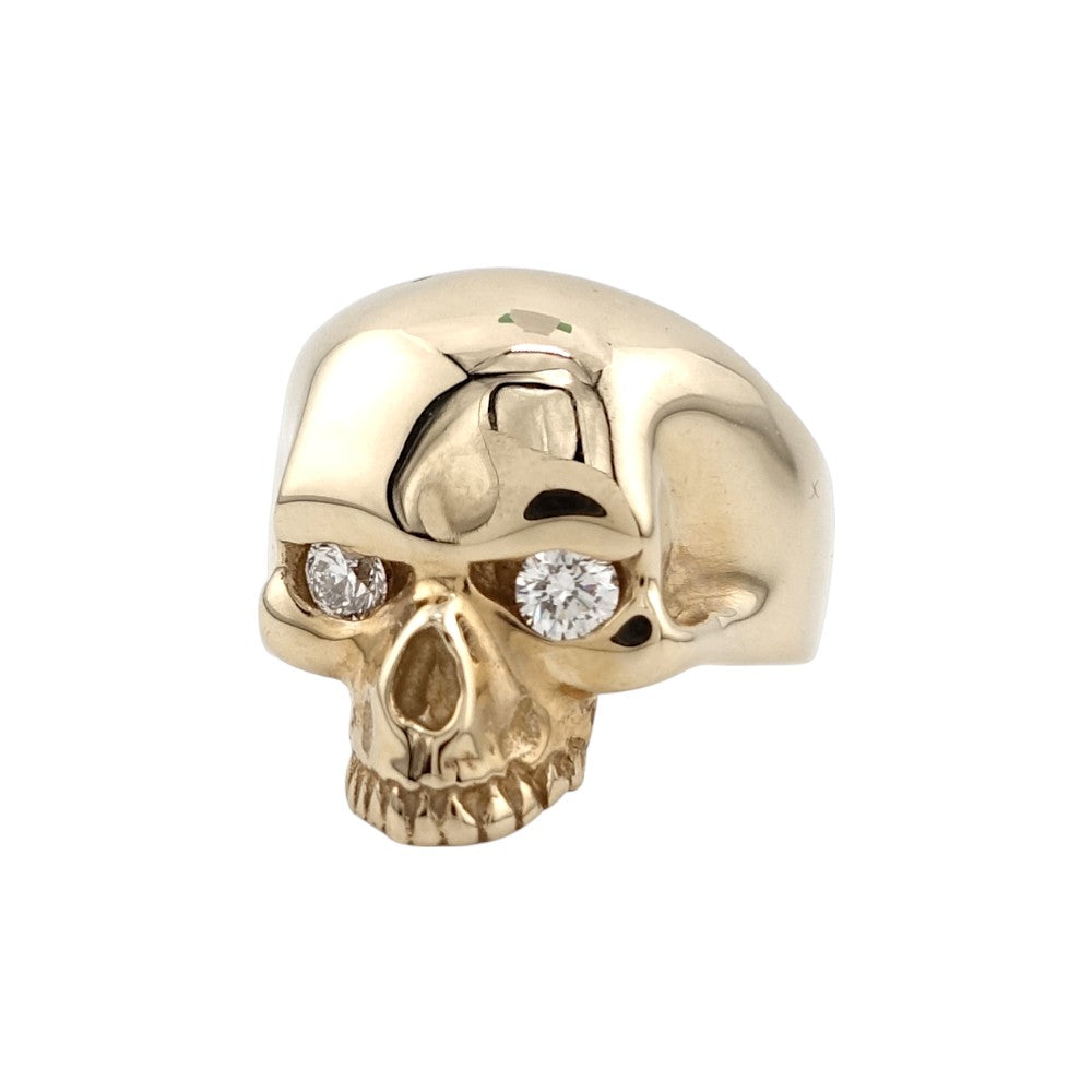 【CRAZY PIG DESIGNS】NO.740 Mini Evil Skull Ring 9K-YG with Diamond Eyes
