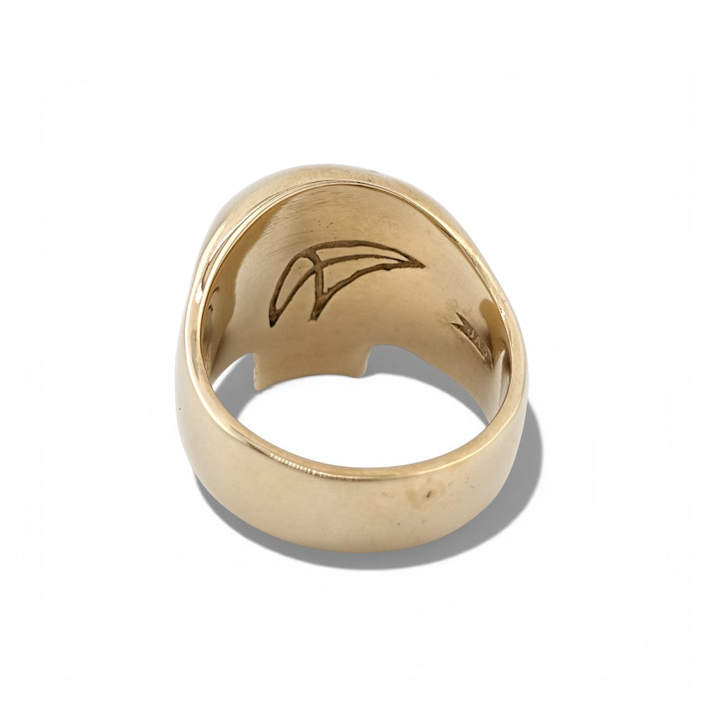 【CRAZY PIG DESIGNS】NO.740 Mini Evil Skull Ring 9K-YG with Diamond Eyes