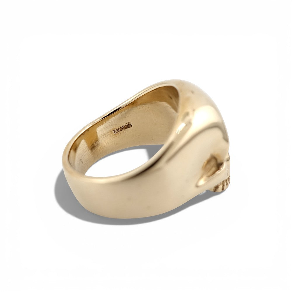 【CRAZY PIG DESIGNS】NO.740 Mini Evil Skull Ring 9K-YG with Diamond Eyes