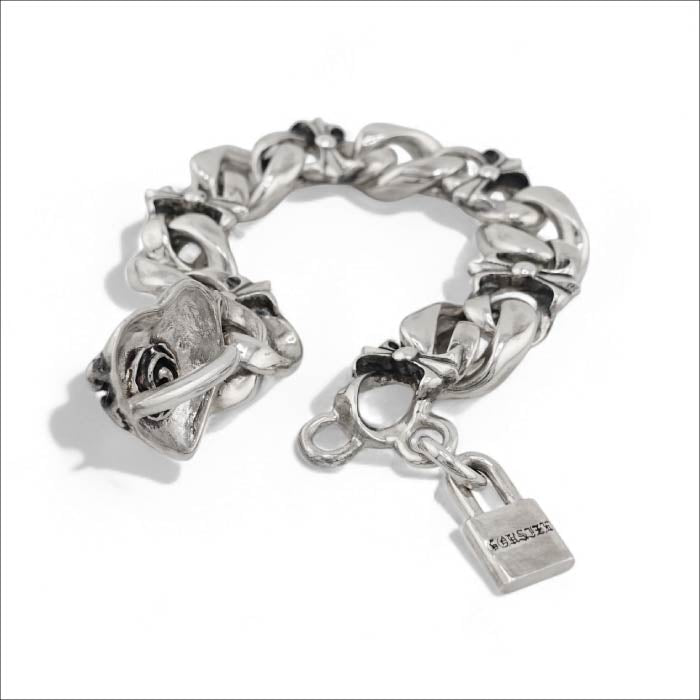 【GODSIZE ゴッドサイズ】GS-BCB-02 #1CHAIN BRACELET [BUTTERFLY] / Combination HEART CLASP バタフライチェーンブレスレット ハート クラスプ