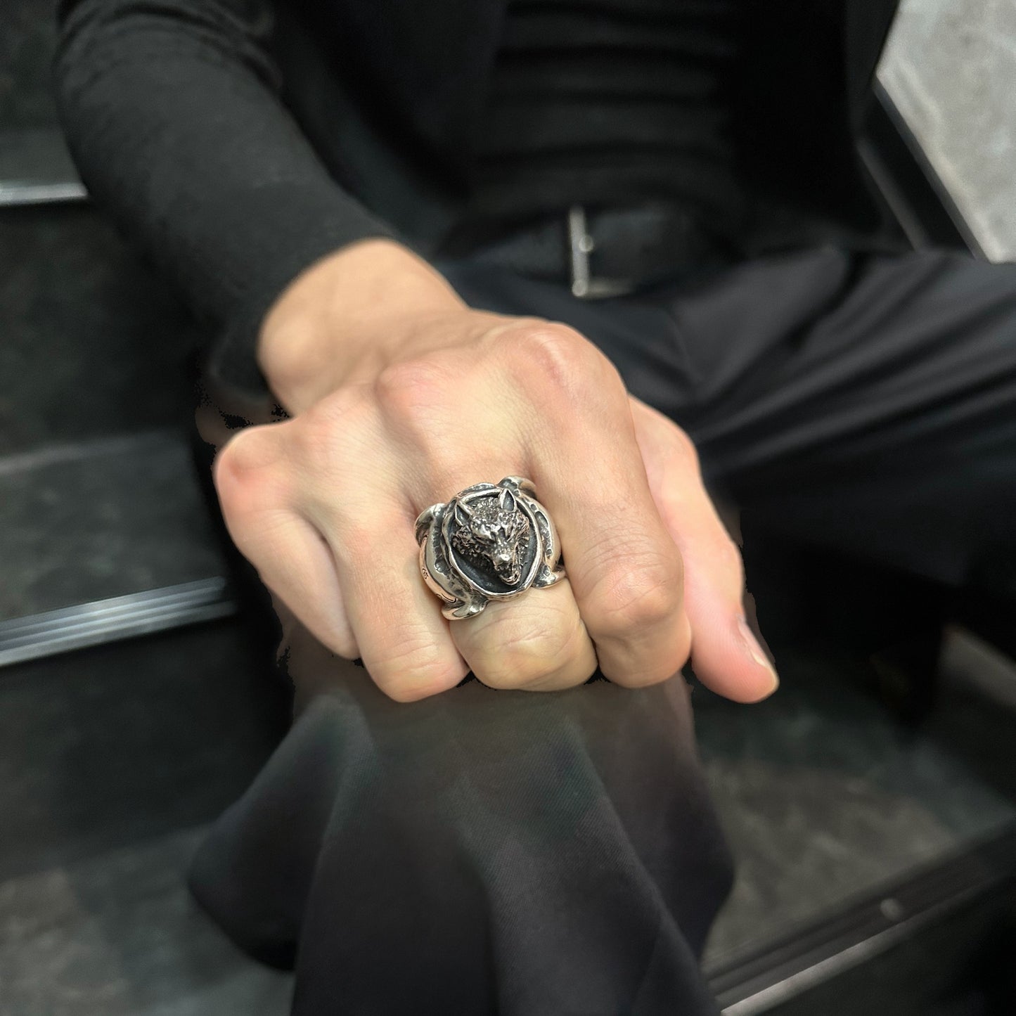 【GODSIZE ゴッドサイズ】GS-201R WOLF RING ウルフリング