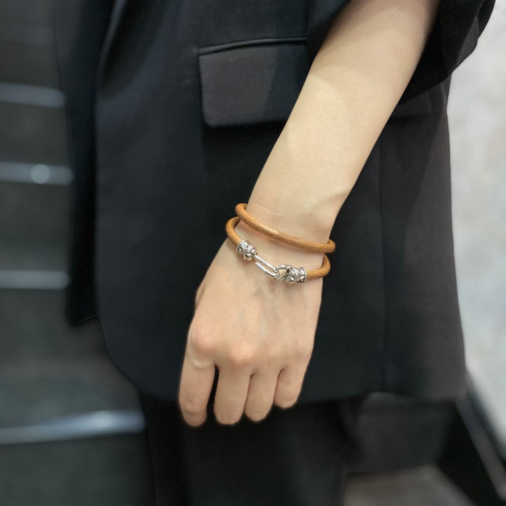GODSIZE ゴッドサイズ】GS-409LB LEATHER BRACELET PIPE HOOK BRACELET
