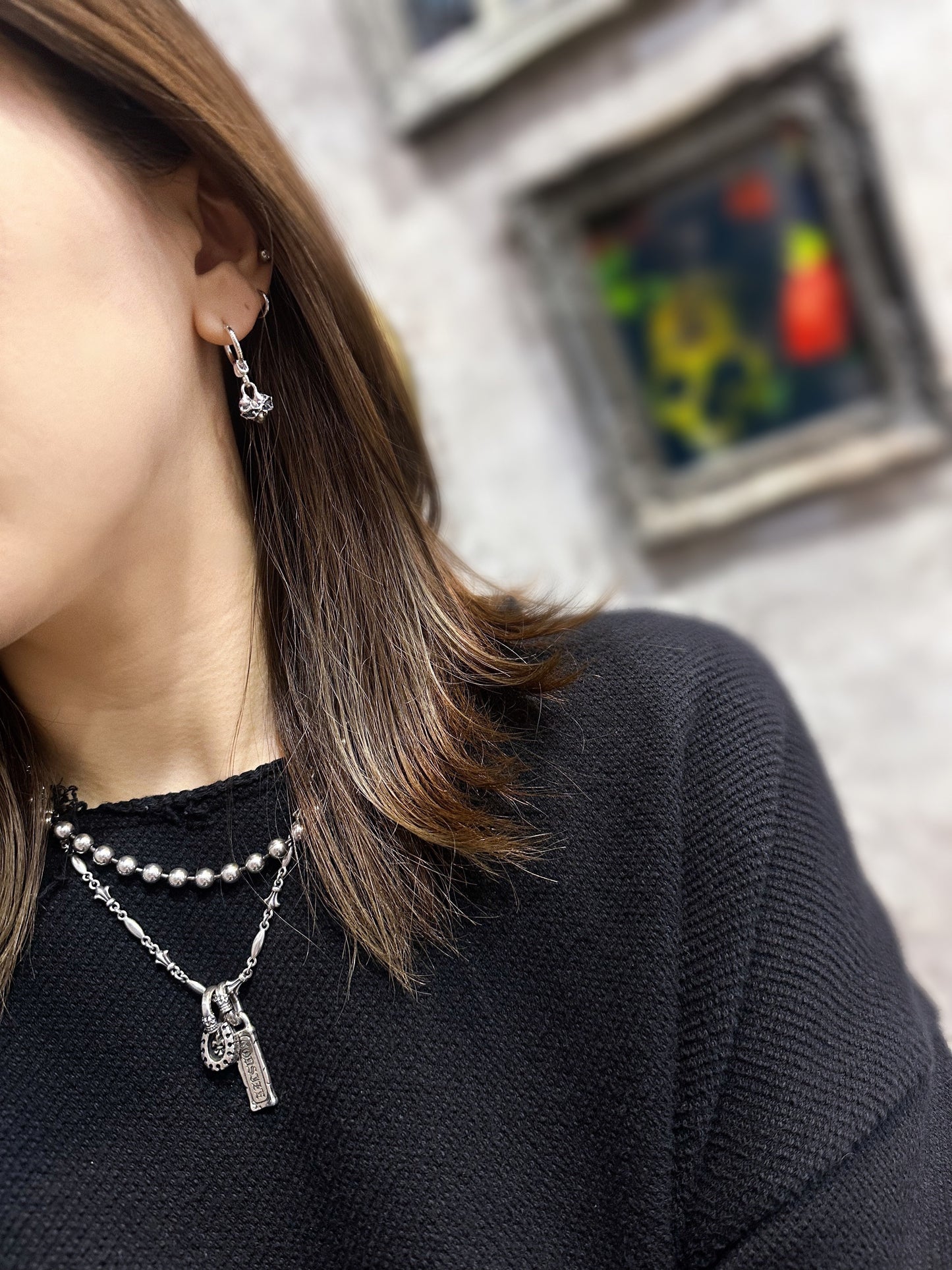 【GODSIZE ゴッドサイズ】 THIN HOOP with OVAL & HEART/1.8mm