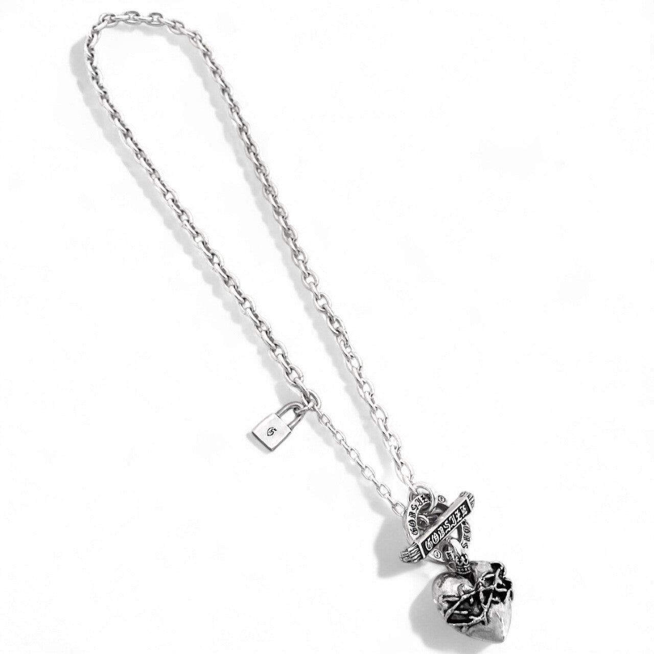 【GODSIZE ゴッドサイズ】 GS-CLCN-TB01 CHAIN NECKLACE T-BAR 【HEART】/ ハートネックレス Tバー