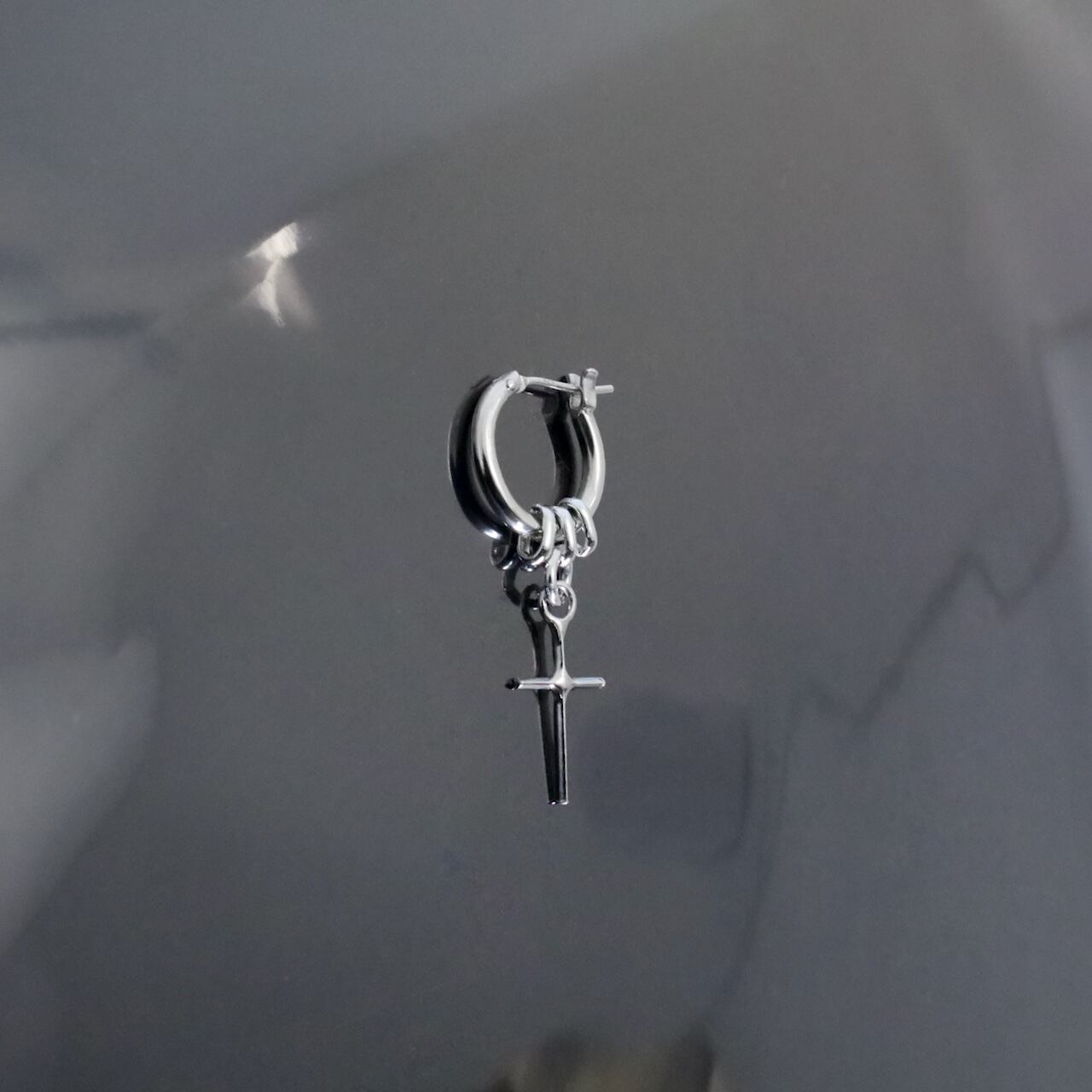 【GODSIZE ゴッドサイズ】THIN HOOP with OVAL & CROSS/1.8mm