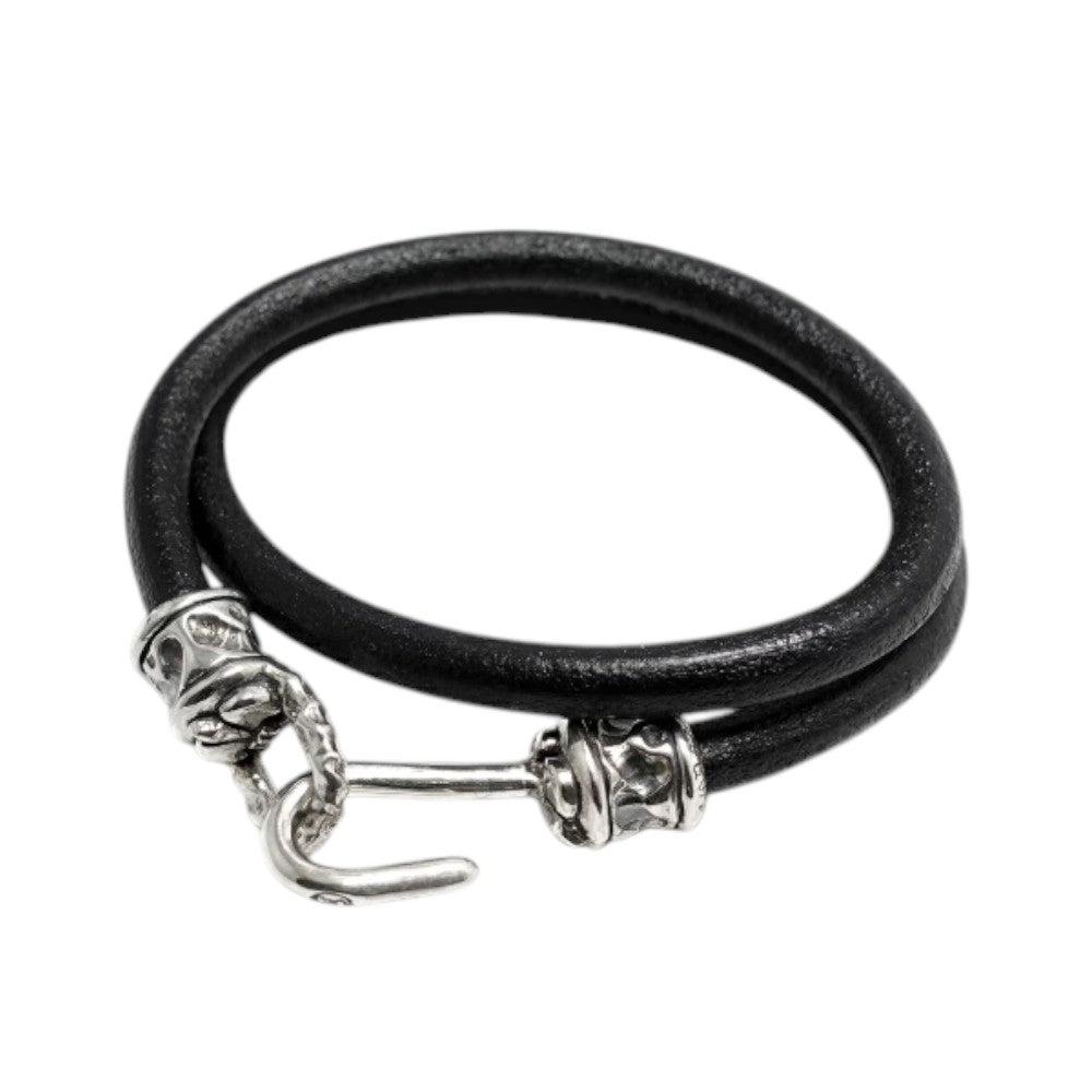 【GODSIZE ゴッドサイズ】GS-409LB LEATHER BRACELET PIPE HOOK BRACELET