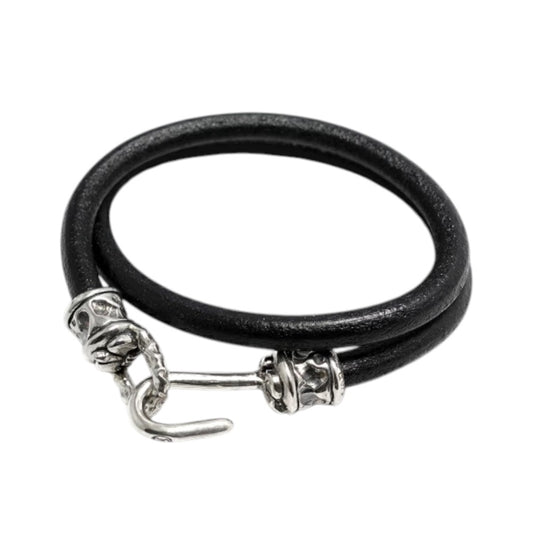 【GODSIZE ゴッドサイズ】GS-409LB LEATHER BRACELET PIPE HOOK BRACELET